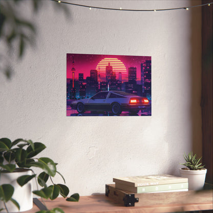 Outrun Synthwave Sunset Poster - Aesthetic Nightlife Wall Decor