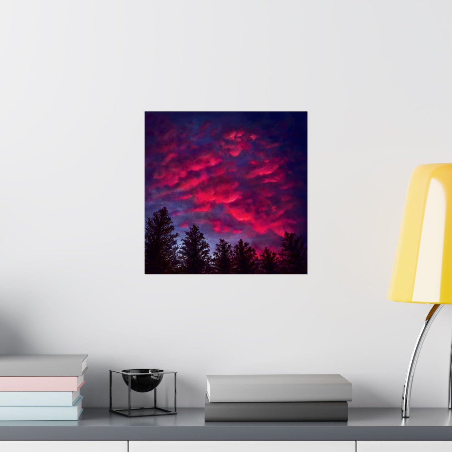 Fuchsia Sunset Poster - Vibrant Landscape Wall Art Print - Original Art
