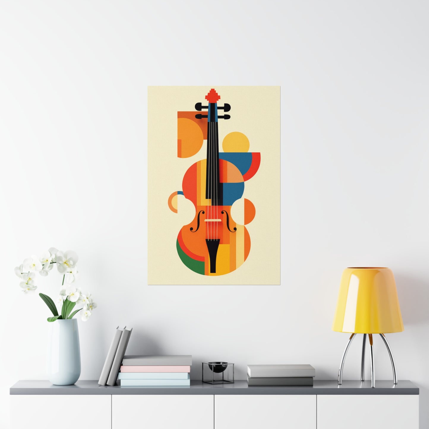 geometric bauhaus colorful violin viola cello poster