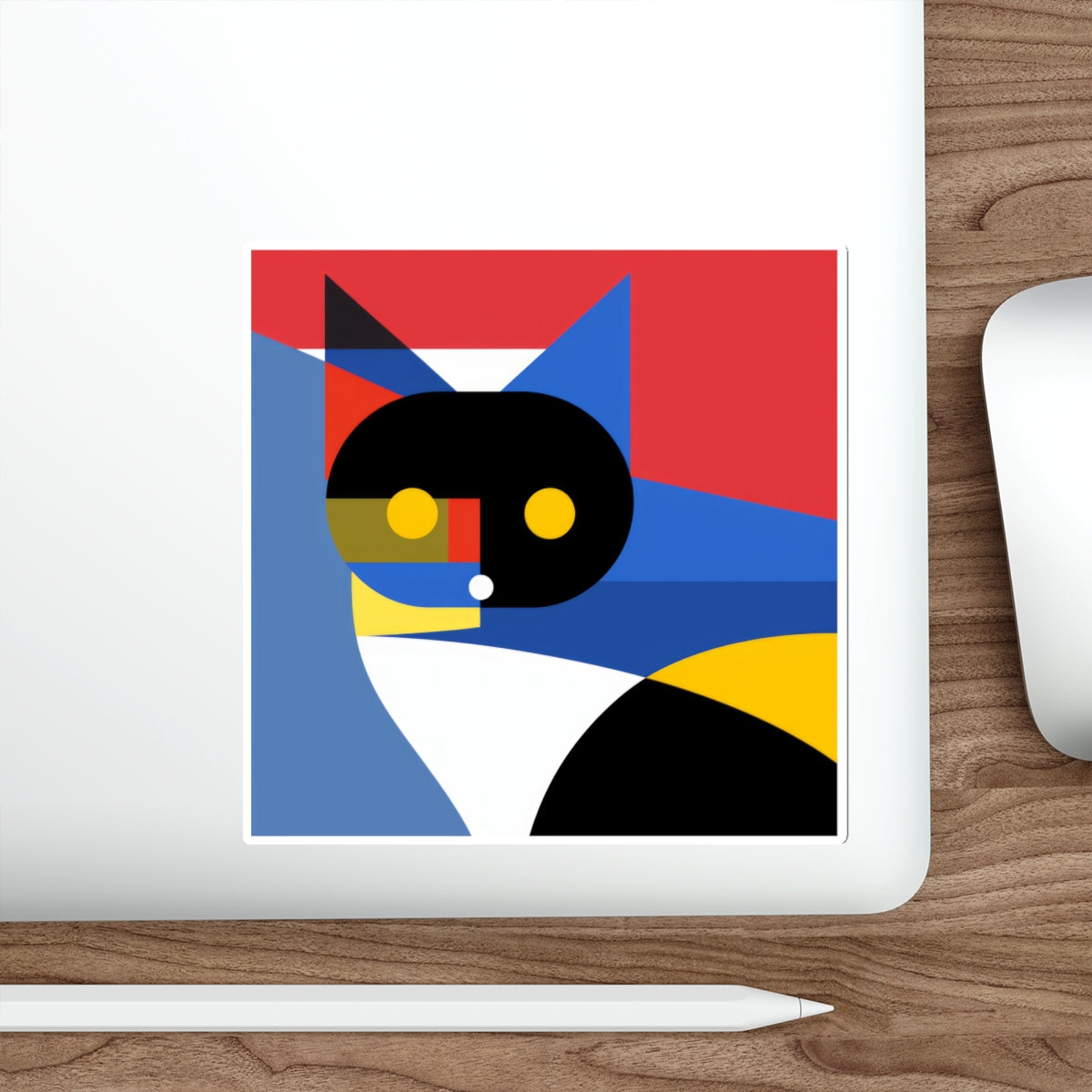 Meowhaus #2 Cat Sticker, Mondrian Inspired Die-Cut, Abstract Art Decal, Modern Minimalist Laptop Decal, Artsy Vinyl Sticker