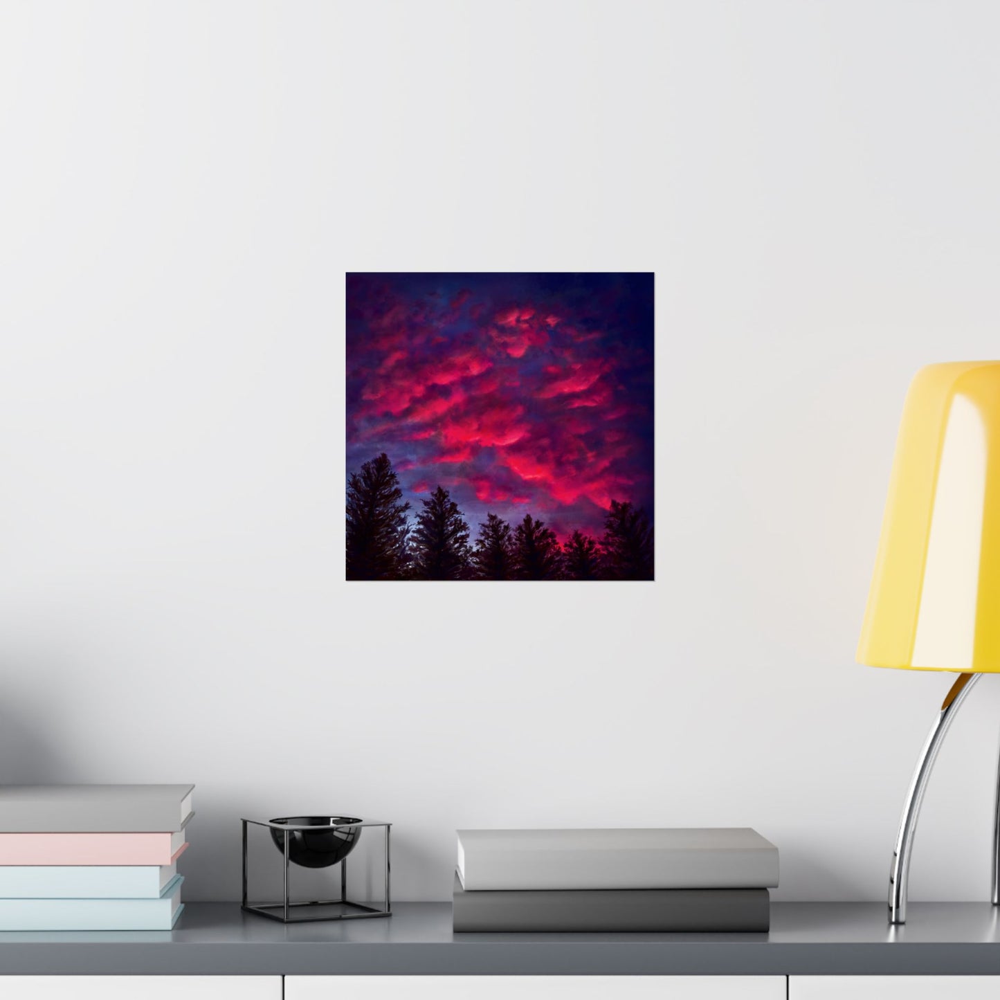 Fuchsia Sunset Poster - Vibrant Landscape Wall Art Print - Original Art