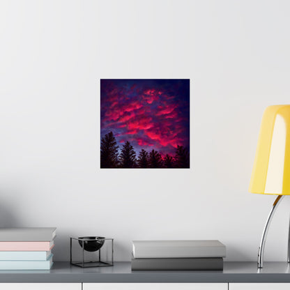 Fuchsia Sunset Poster - Vibrant Landscape Wall Art Print - Original Art