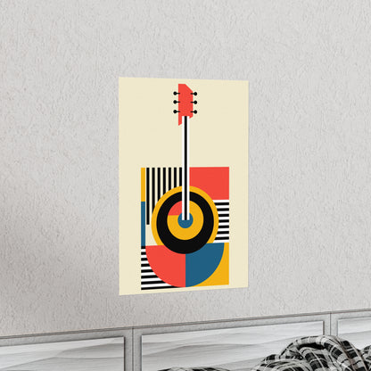 geometric bauhaus colorful minimal guitar poster