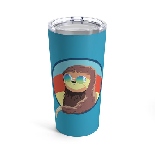 Sloth Keepin It Real Tumbler 20oz Cup | Punny Cute Drinkware | Retro Sunset