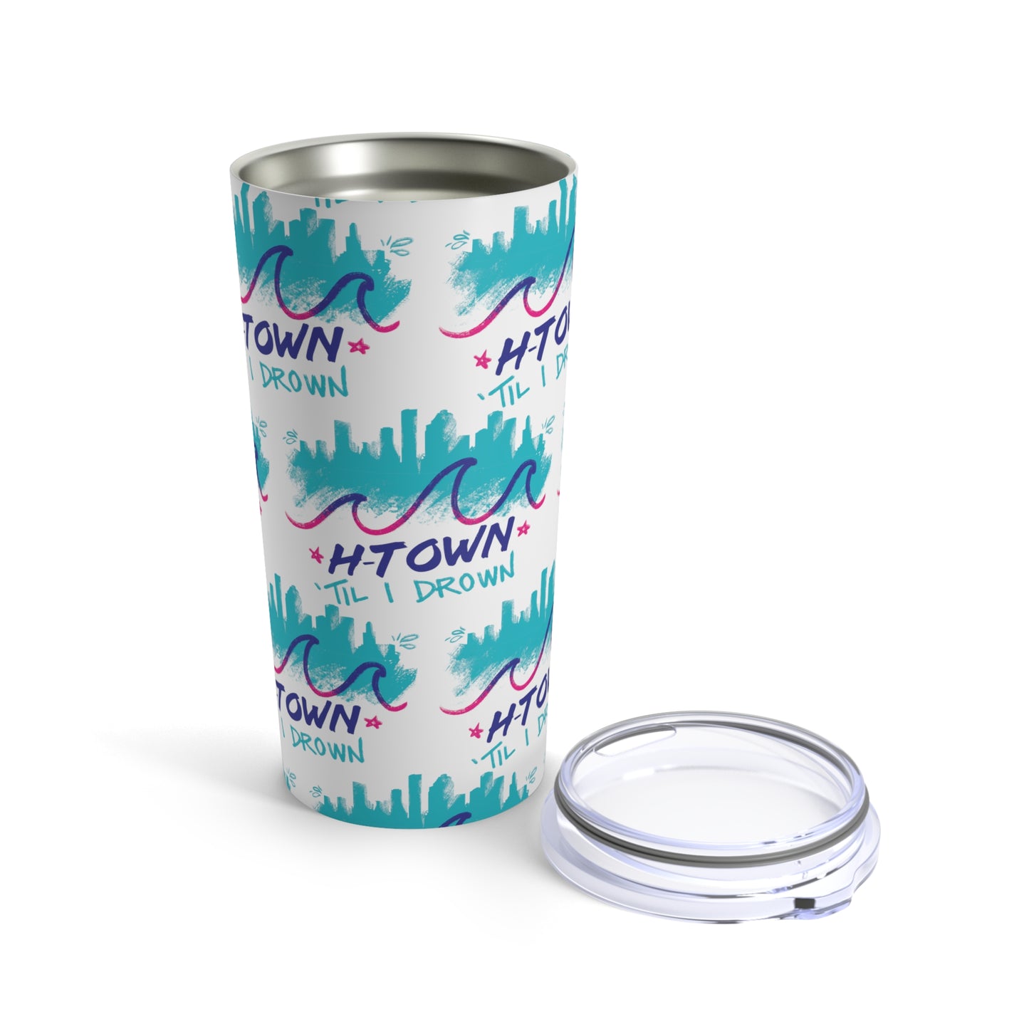 H-Town Til I Drown Tumbler 20oz - Pattern Houston Stainless Steel Cup HTX Skyline