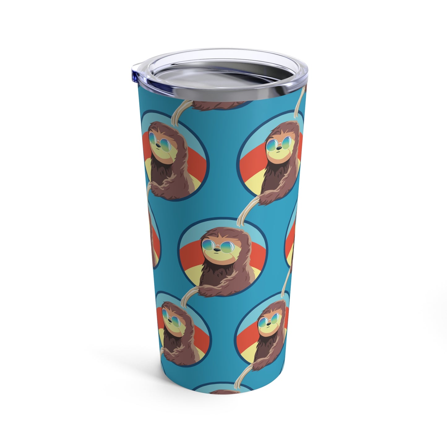 Sloth Keepin It Real Tumbler 20oz Cup Pattern | Punny Cute Drinkware | Retro Sunset