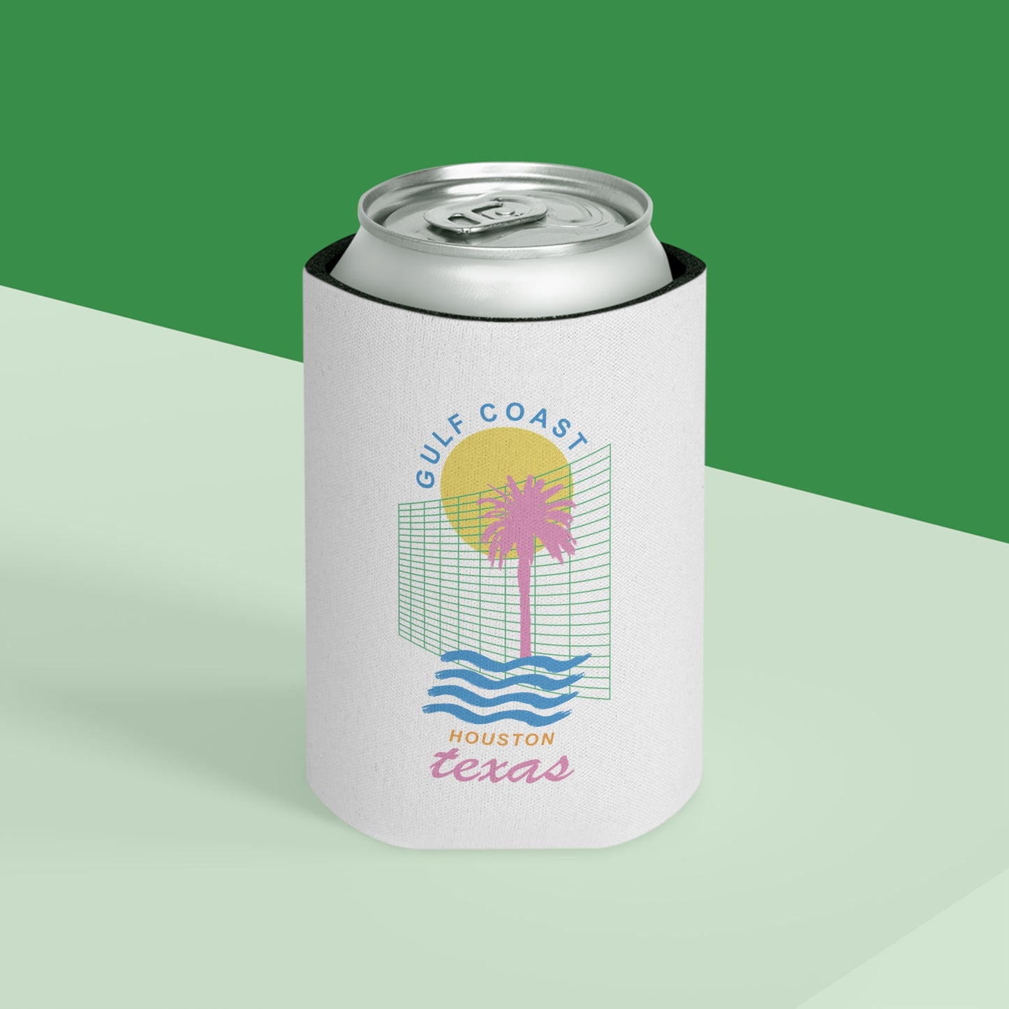 Gulf Coast HTX Koozie | Retro 80s Houston Can Cooler Gift