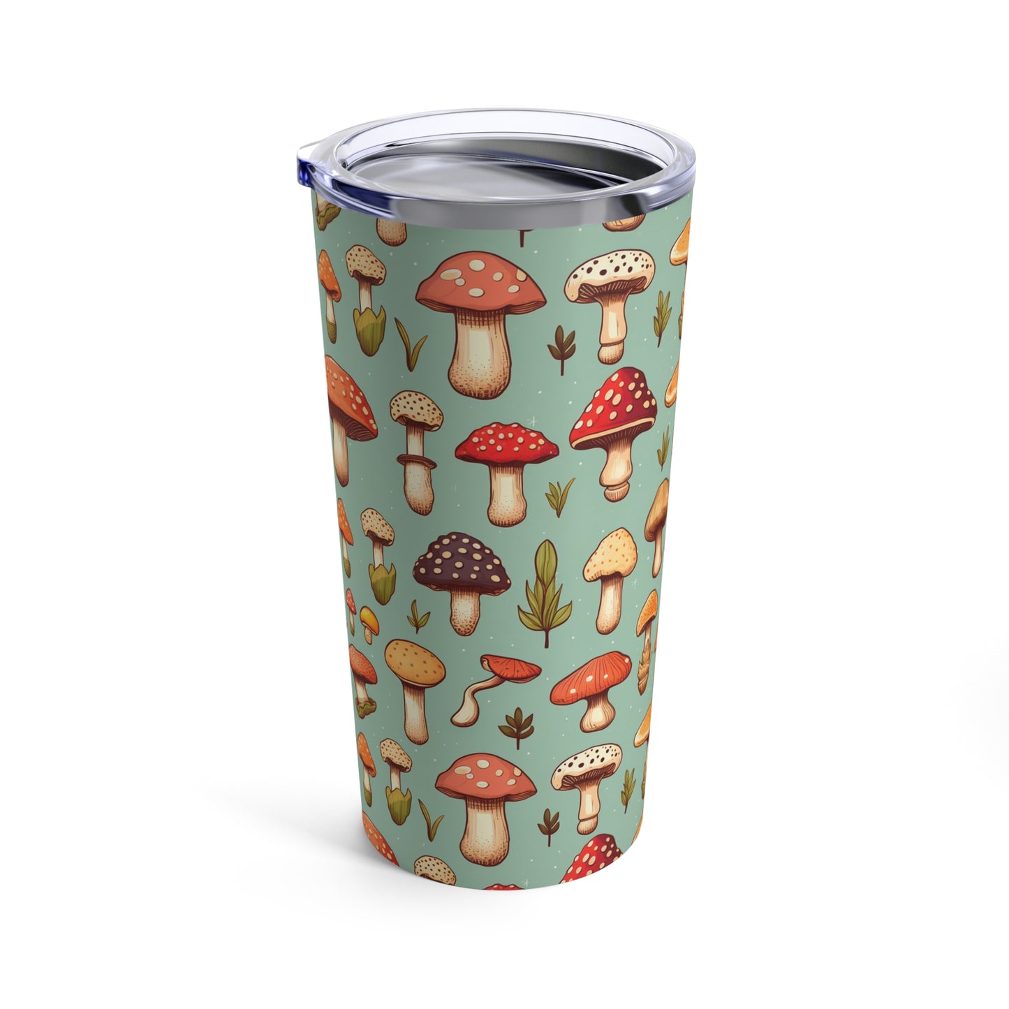 Cute Magic Mushrooms Tumbler 20oz Cup - Kawaii Cartoon Pattern Plant Drinkware