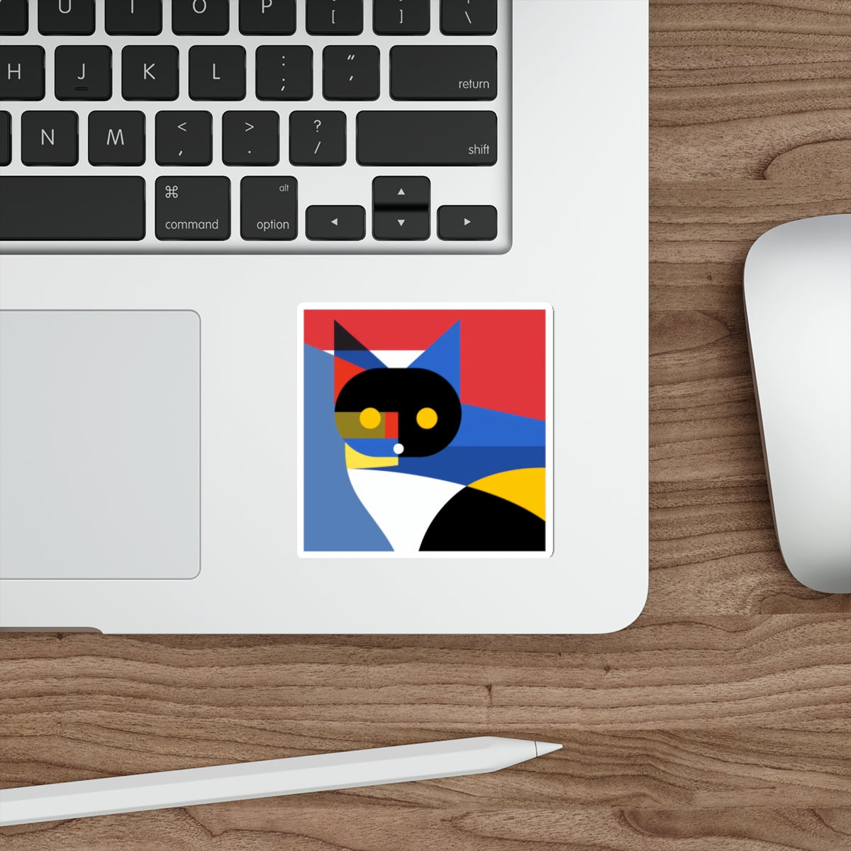 Meowhaus #2 Cat Sticker, Mondrian Inspired Die-Cut, Abstract Art Decal, Modern Minimalist Laptop Decal, Artsy Vinyl Sticker