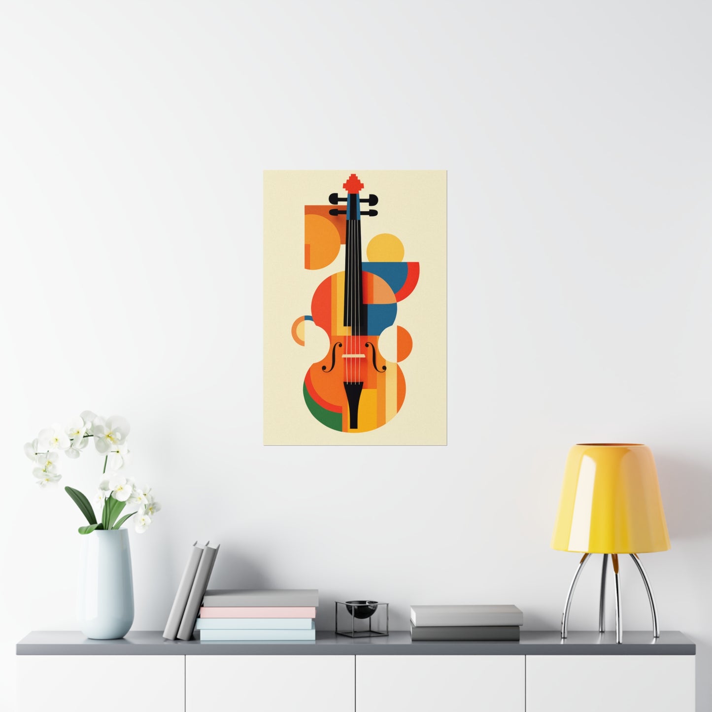 geometric bauhaus colorful violin viola cello poster