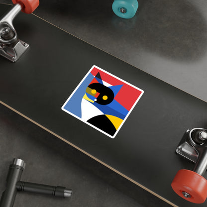 Meowhaus #2 Cat Sticker, Mondrian Inspired Die-Cut, Abstract Art Decal, Modern Minimalist Laptop Decal, Artsy Vinyl Sticker