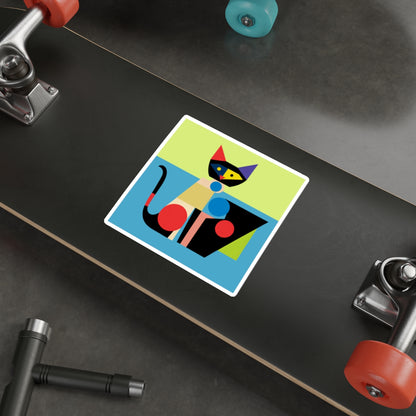 Meowhaus #5 Bauhaus Mondrian Inspired Abstract Cat Sticker |