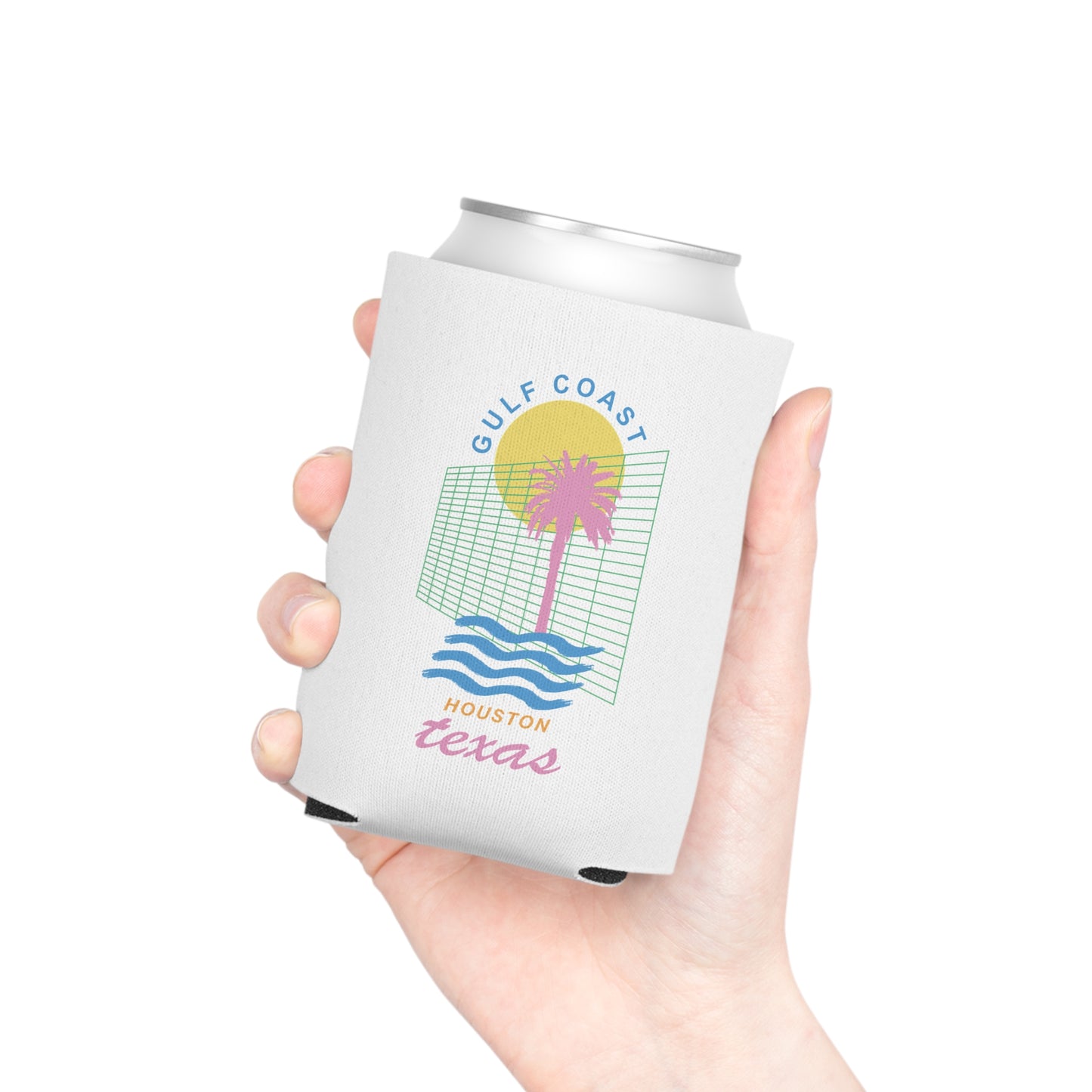 Gulf Coast HTX Koozie | Retro 80s Houston Can Cooler Gift