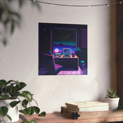 Stargazer - Dreamcore Pixel Vaporwave Matte Square Poster Art Print - Home Office Decor