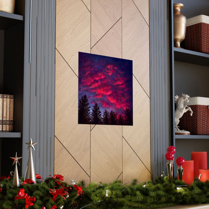Fuchsia Sunset Poster - Vibrant Landscape Wall Art Print - Original Art