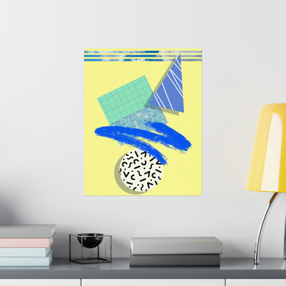 No Diving Retro Poster Art Print | Geometric, Minimal 80's Decor, Nostalgia Galore | Memphis Design