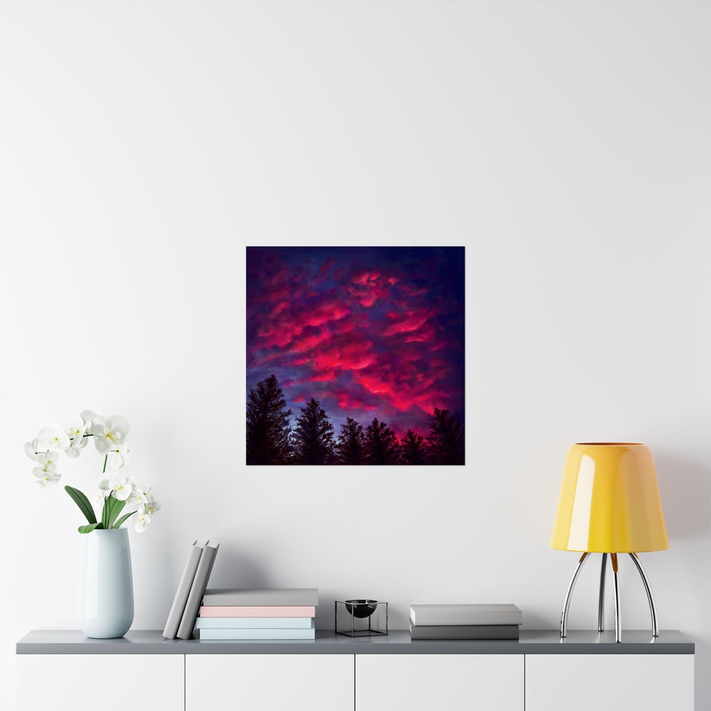 Fuchsia Sunset Poster - Vibrant Landscape Wall Art Print - Original Art