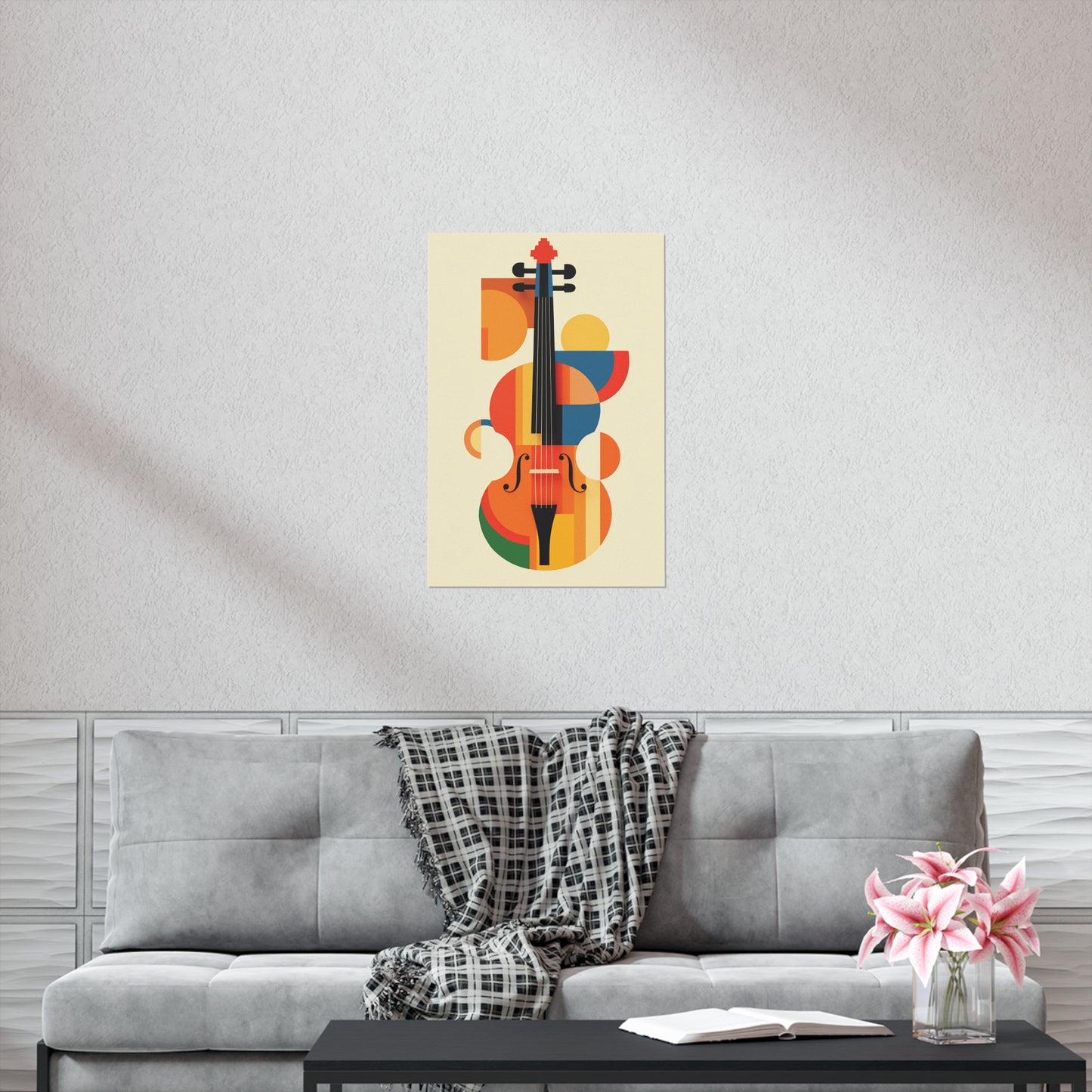 Abstract Violin Viola Poster Art Print | Bauhaus, Geometric, Cello, Minimal Classical Instrument Music Decor