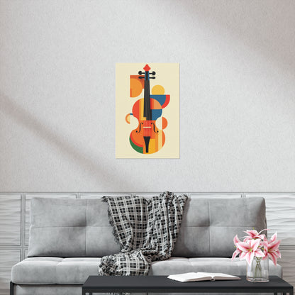 Abstract Violin Viola Poster Art Print | Bauhaus, Geometric, Cello, Minimal Classical Instrument Music Decor