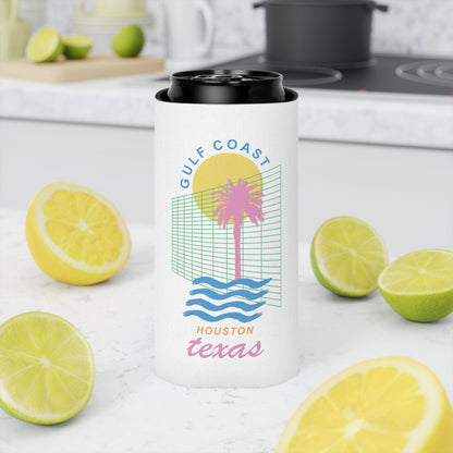 Gulf Coast HTX Koozie | Retro 80s Houston Can Cooler Gift
