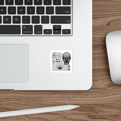 Reality Sticker Vinyl | Cyberpunk Vaporwave Outrun Aesthetic, Futuristic Tech Decals, Typographic Wireframe