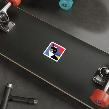 Meowhaus #2 Cat Sticker, Mondrian Inspired Die-Cut, Abstract Art Decal, Modern Minimalist Laptop Decal, Artsy Vinyl Sticker