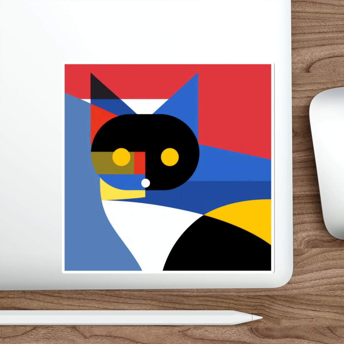 Meowhaus #2 Cat Sticker, Mondrian Inspired Die-Cut, Abstract Art Decal, Modern Minimalist Laptop Decal, Artsy Vinyl Sticker