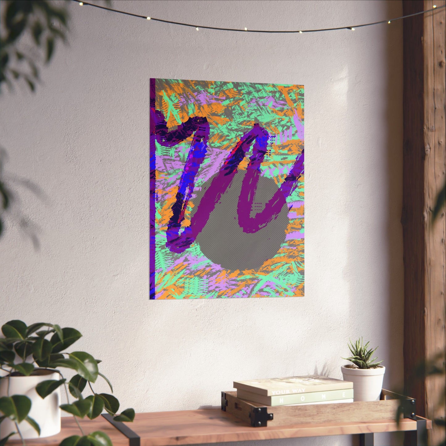 Scribble Neon Poster Art Print | Abstract, Geometric, Minimal 80's Decor, Nostalgia