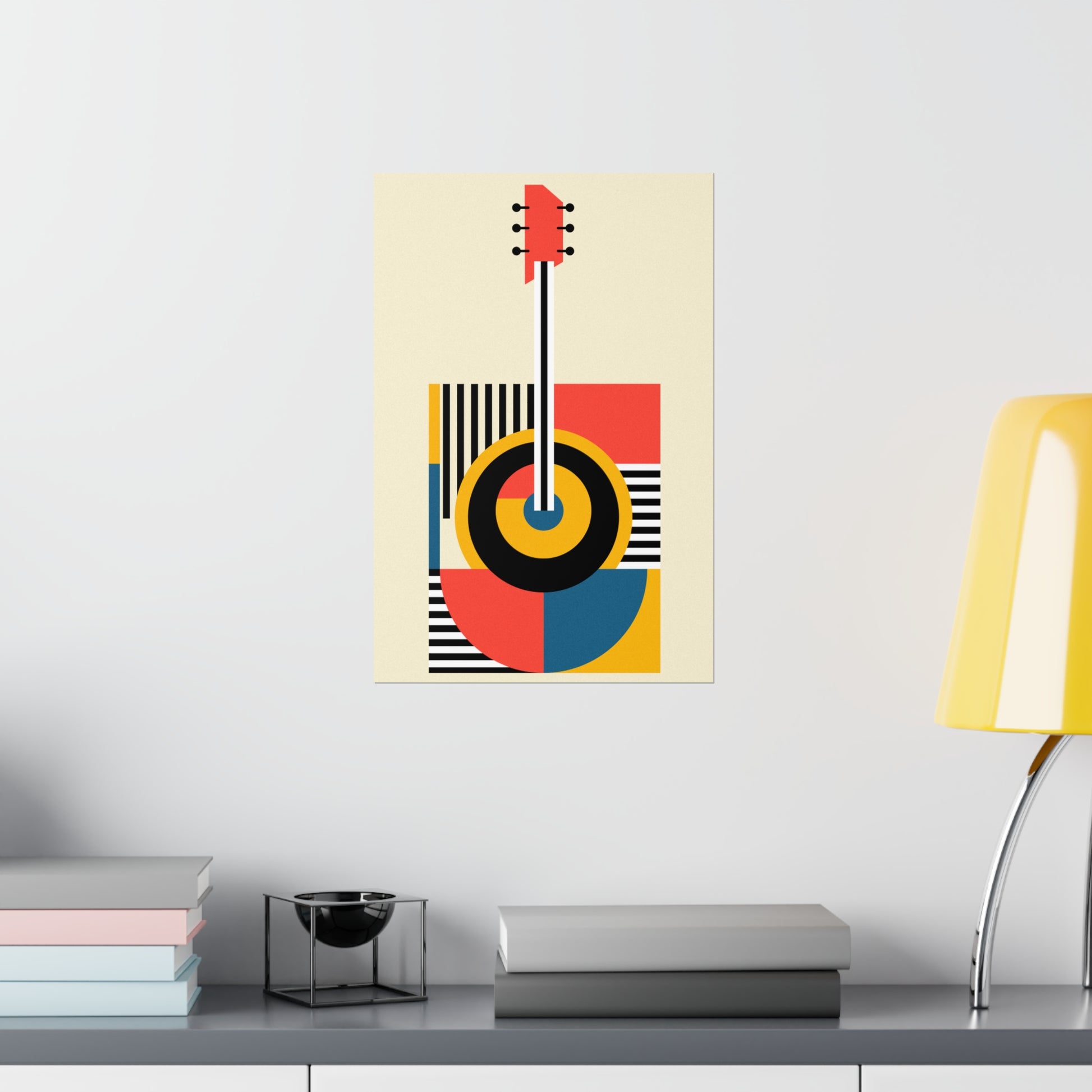 geometric bauhaus colorful minimal guitar poster