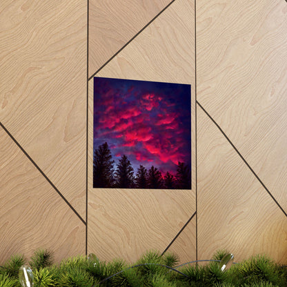 Fuchsia Sunset Poster - Vibrant Landscape Wall Art Print - Original Art