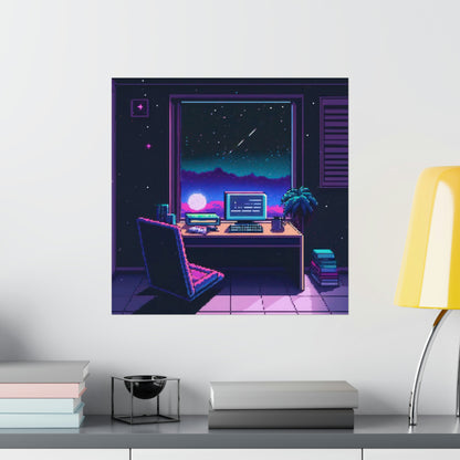 Stargazer - Dreamcore Pixel Vaporwave Matte Square Poster Art Print - Home Office Decor