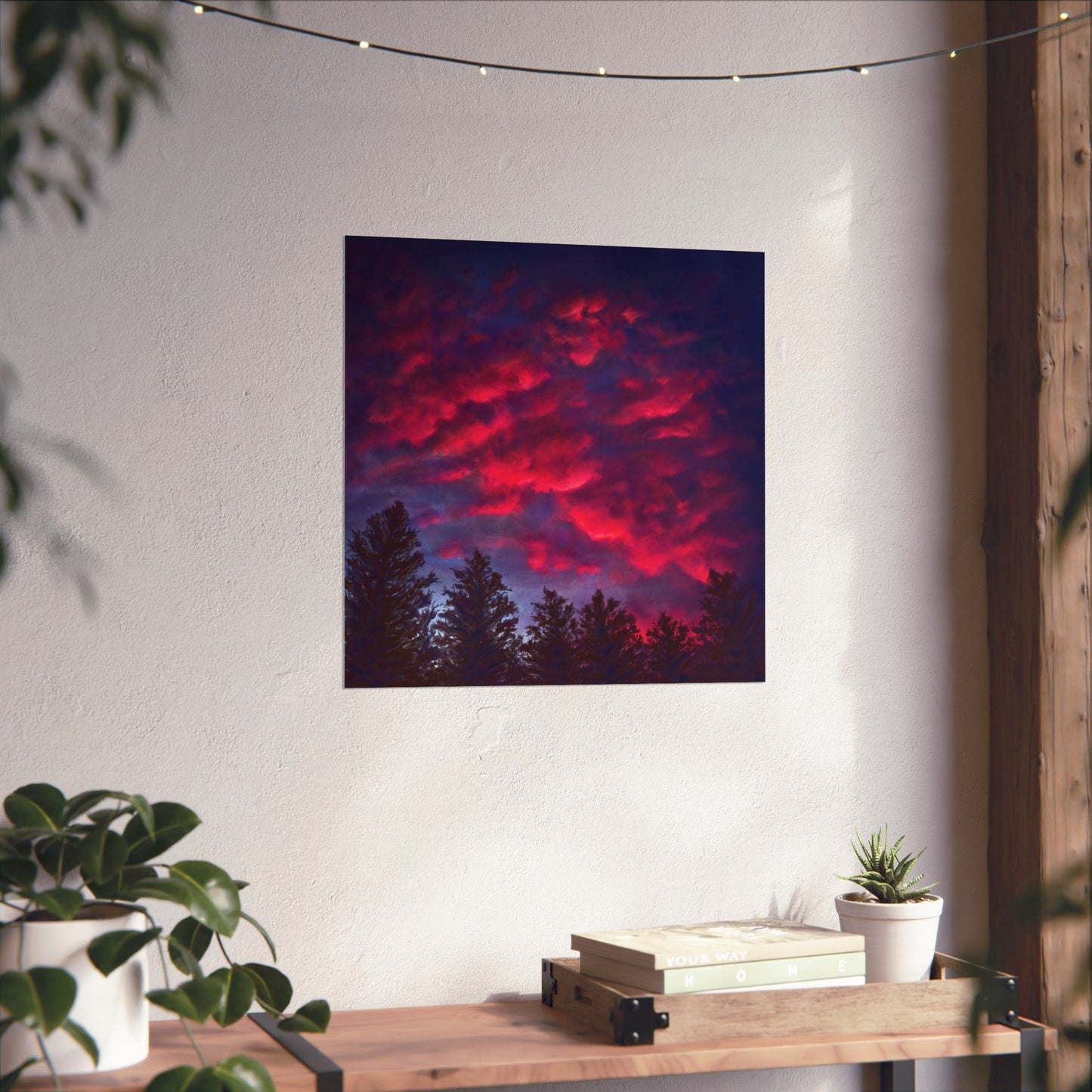 Fuchsia Sunset Poster - Vibrant Landscape Wall Art Print - Original Art