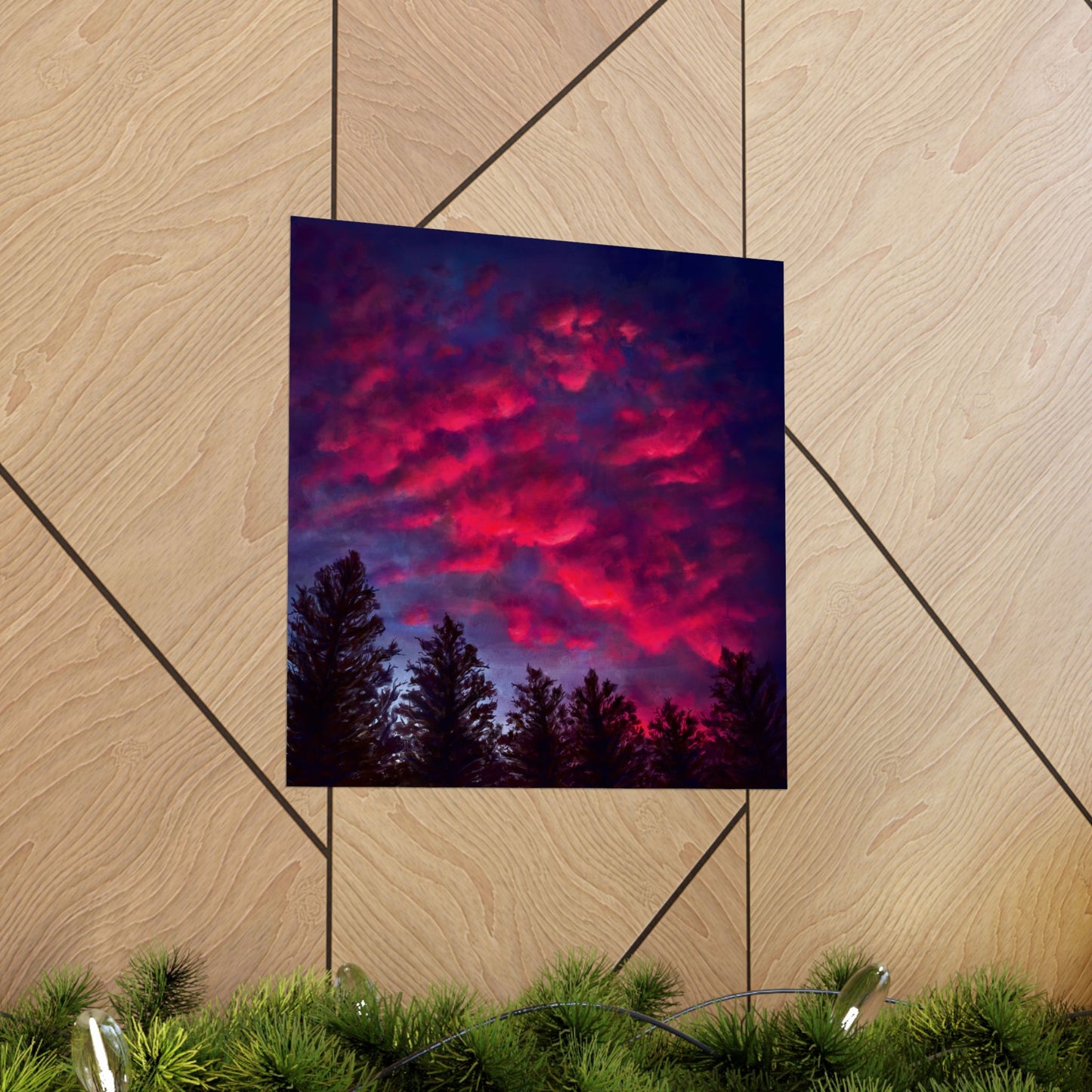 Fuchsia Sunset Poster - Vibrant Landscape Wall Art Print - Original Art