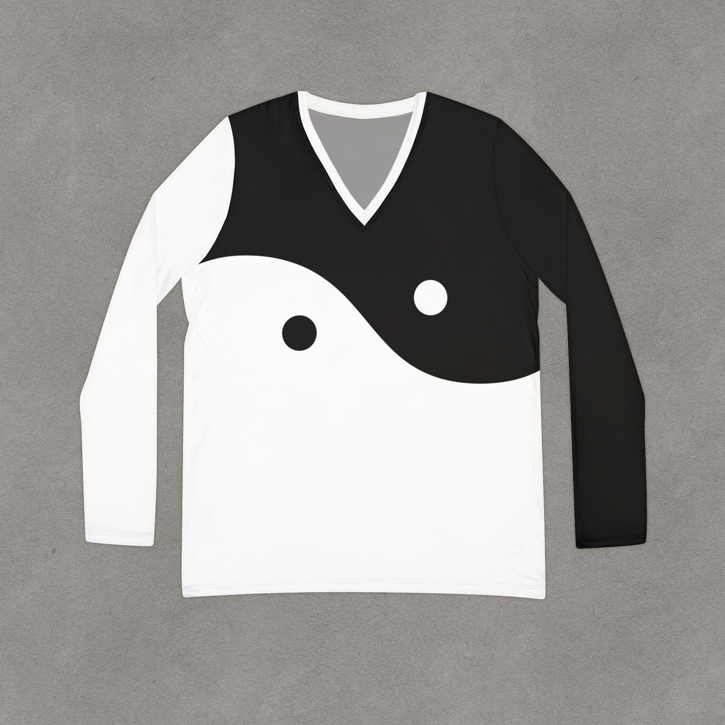 Yin Yang V-neck Long Sleeve Shirt | Black White Balance Top