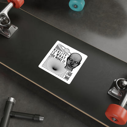 Reality Sticker Vinyl | Cyberpunk Vaporwave Outrun Aesthetic, Futuristic Tech Decals, Typographic Wireframe