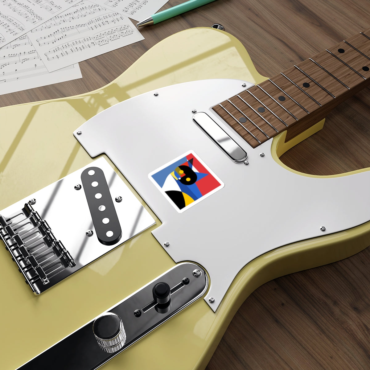 Meowhaus #2 Cat Sticker, Mondrian Inspired Die-Cut, Abstract Art Decal, Modern Minimalist Laptop Decal, Artsy Vinyl Sticker