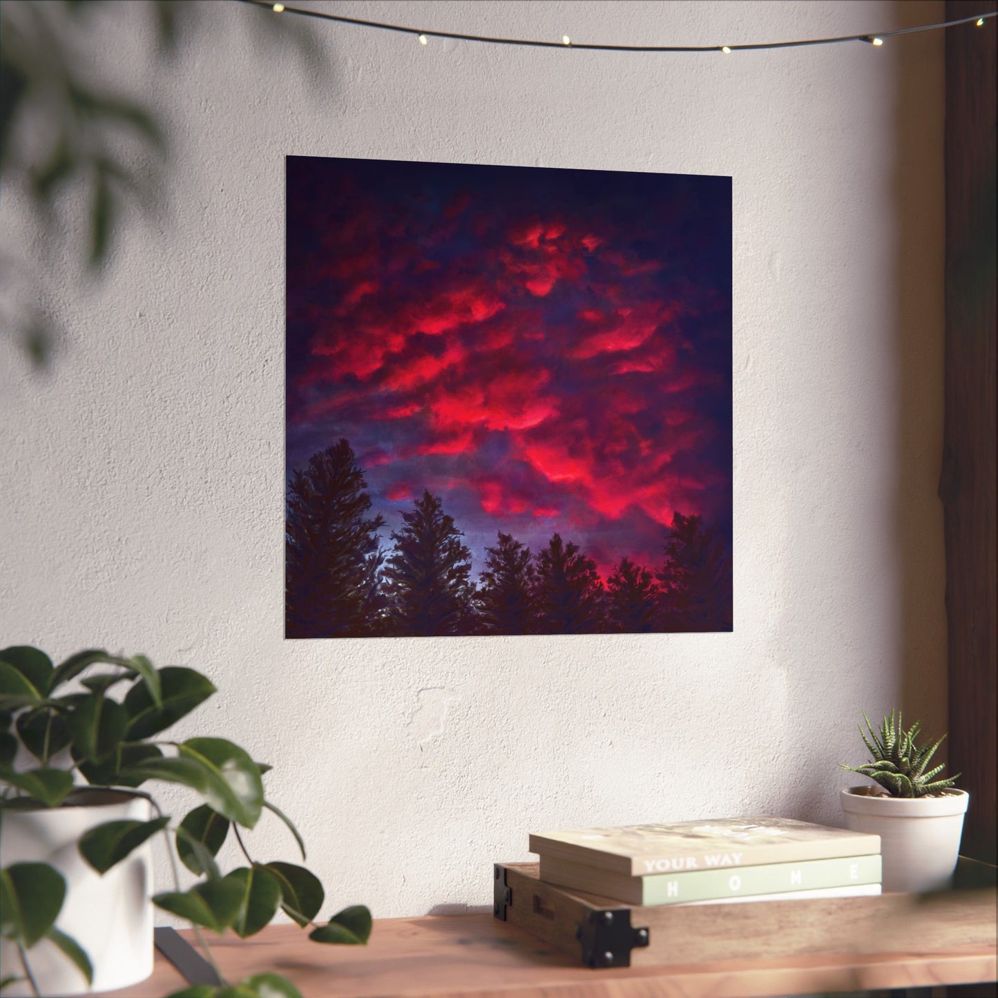 Fuchsia Sunset Poster - Vibrant Landscape Wall Art Print - Original Art