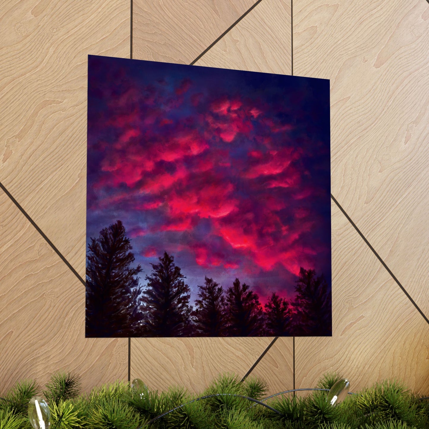Fuchsia Sunset Poster - Vibrant Landscape Wall Art Print - Original Art