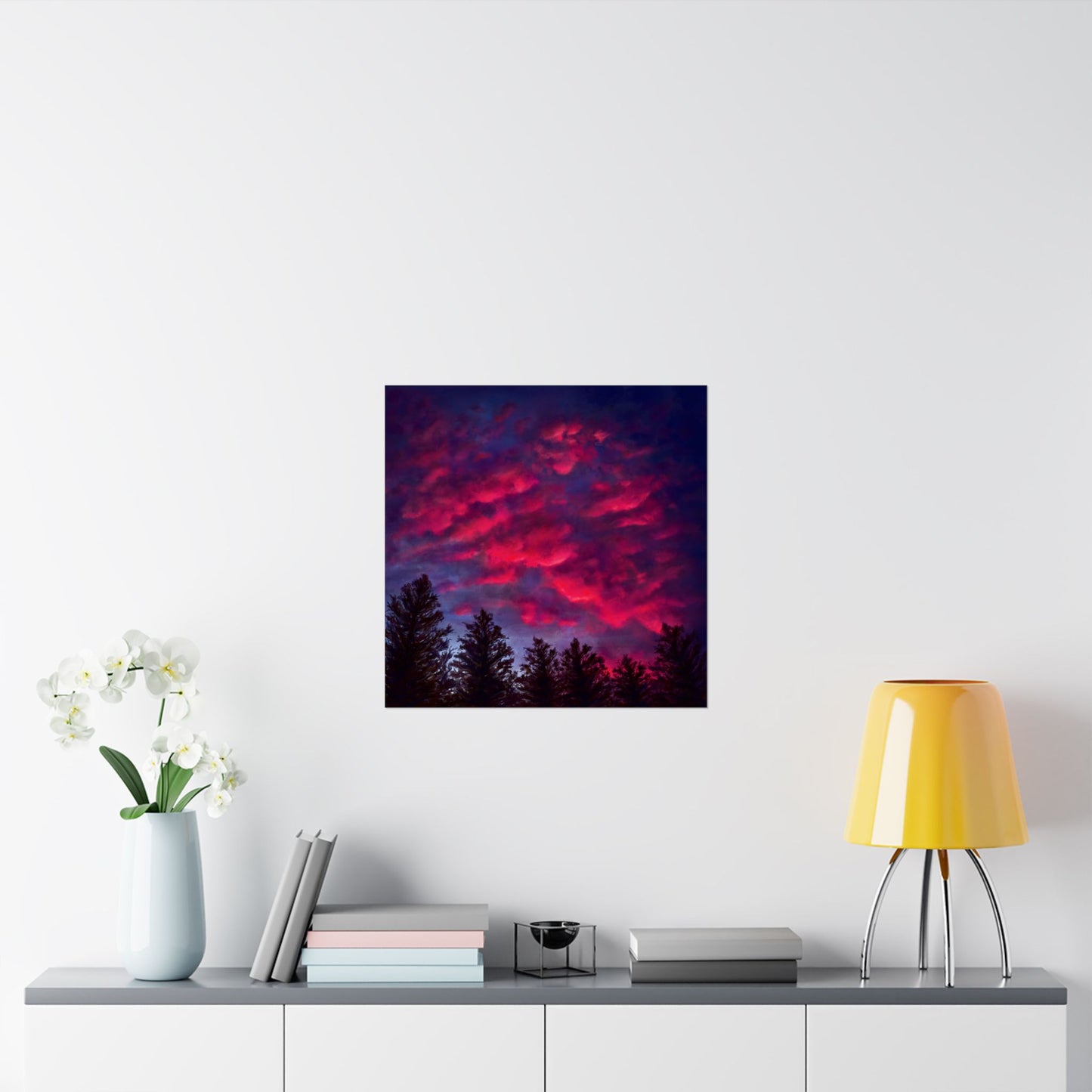 Fuchsia Sunset Poster - Vibrant Landscape Wall Art Print - Original Art