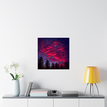Fuchsia Sunset Poster - Vibrant Landscape Wall Art Print - Original Art