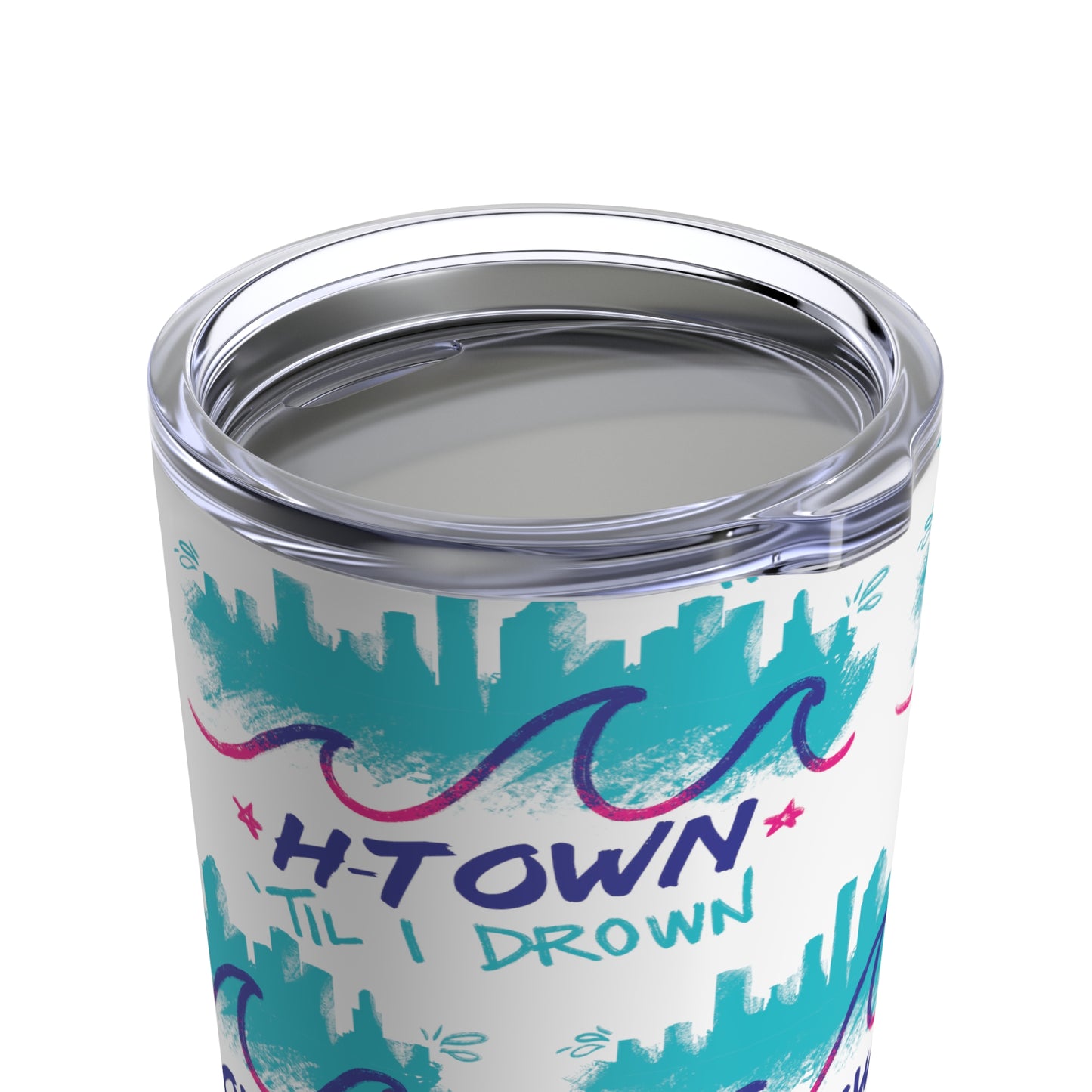 H-Town Til I Drown Tumbler 20oz - Pattern Houston Stainless Steel Cup HTX Skyline