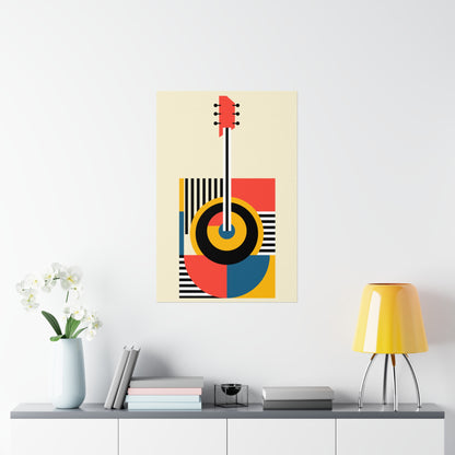 geometric bauhaus colorful minimal guitar poster