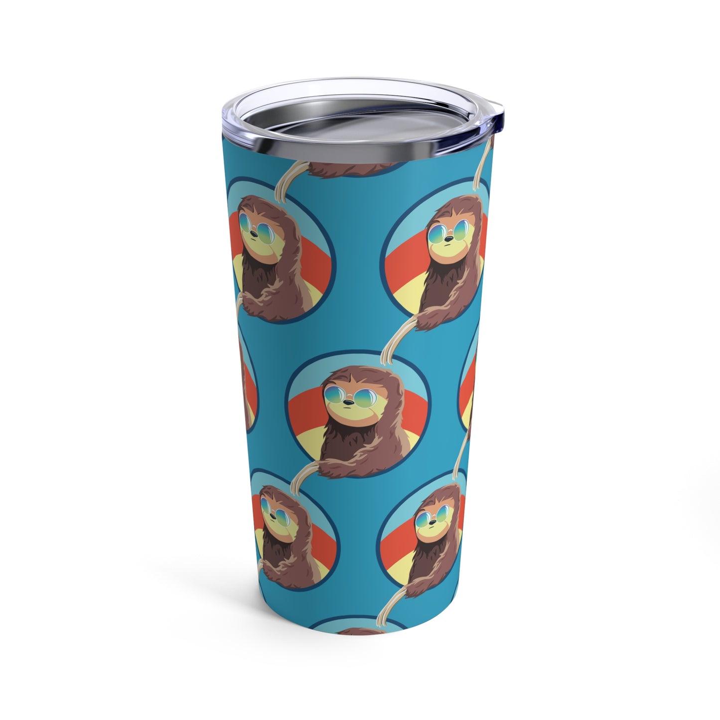 Sloth Keepin It Real Tumbler 20oz Cup Pattern | Punny Cute Drinkware | Retro Sunset