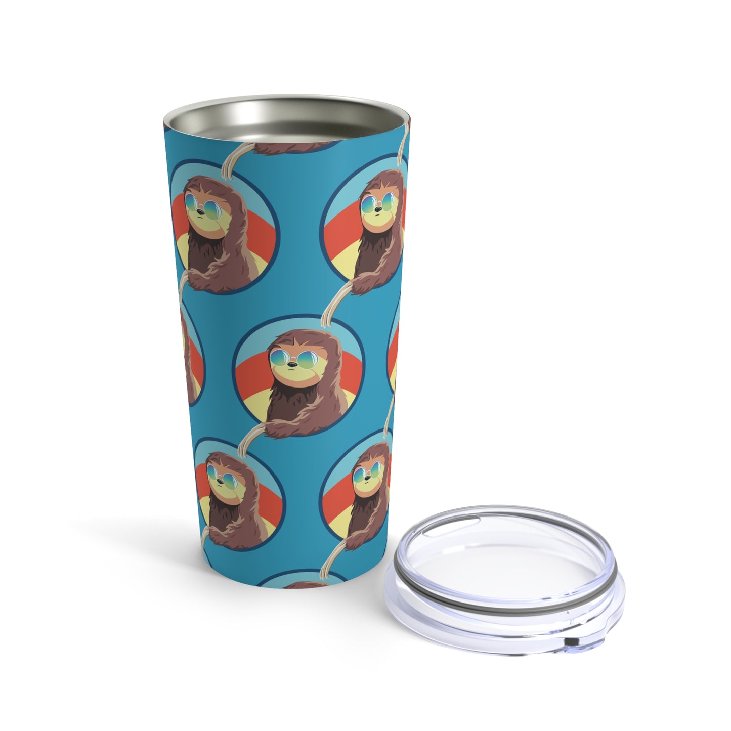 Sloth Keepin It Real Tumbler 20oz Cup Pattern | Punny Cute Drinkware | Retro Sunset