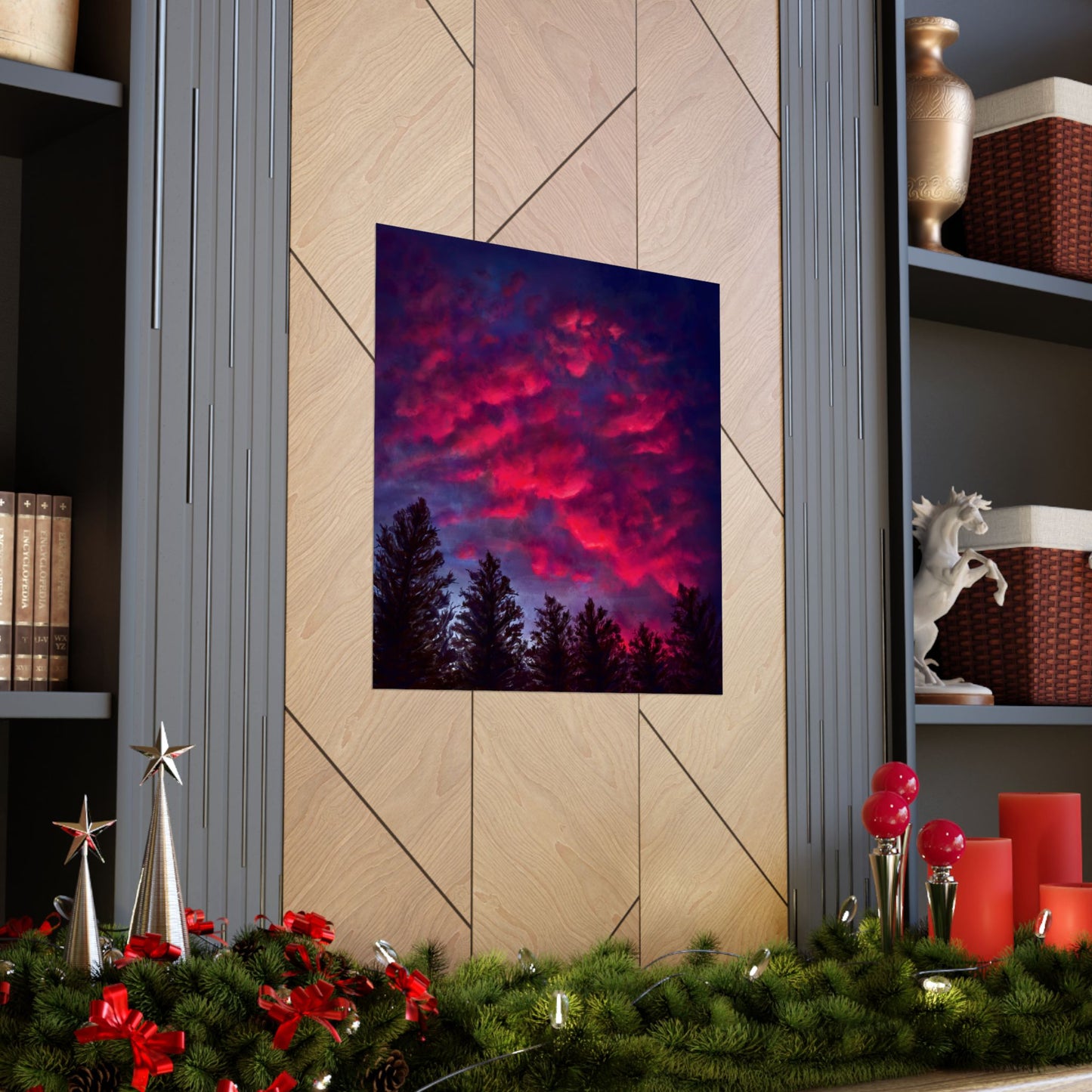 Fuchsia Sunset Poster - Vibrant Landscape Wall Art Print - Original Art