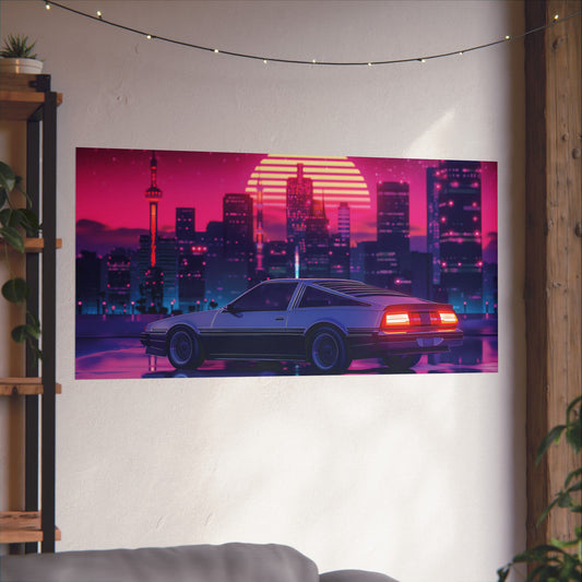 Outrun Synthwave Sunset Poster - Aesthetic Nightlife Wall Decor