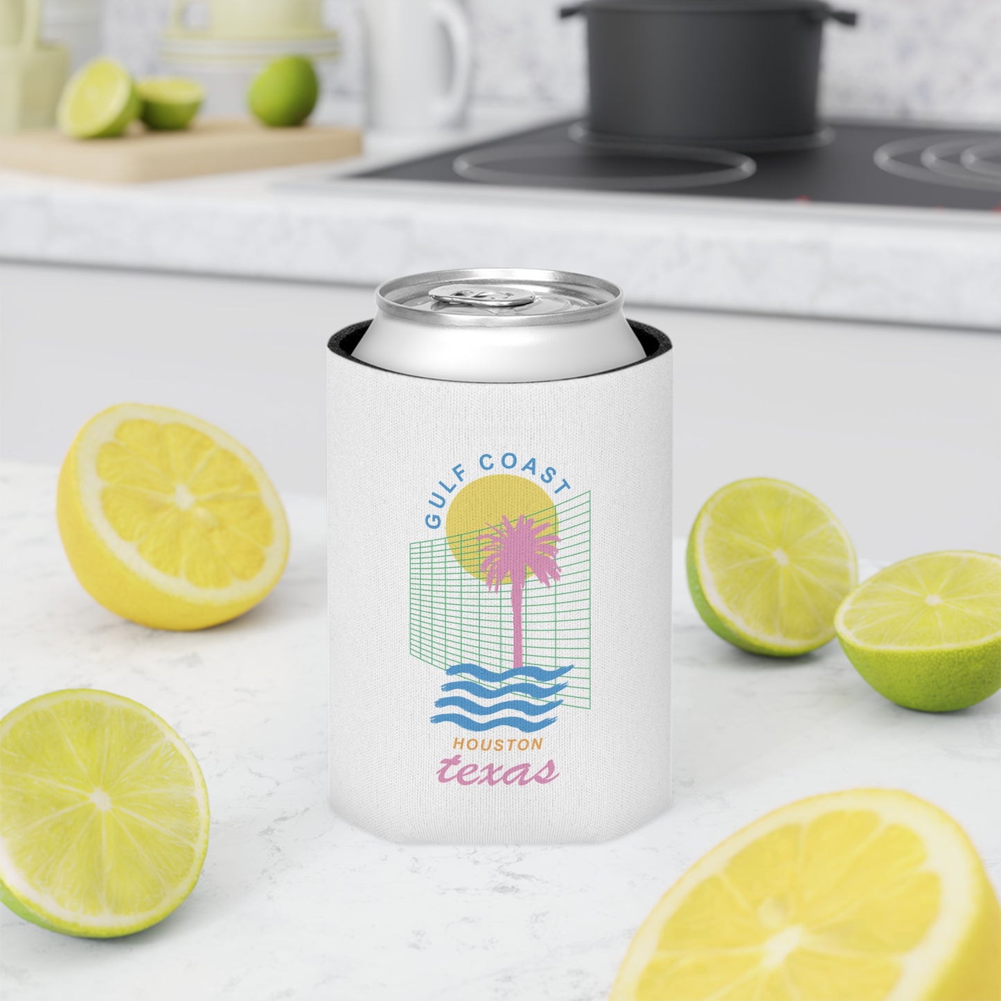 Gulf Coast HTX Koozie | Retro 80s Houston Can Cooler Gift