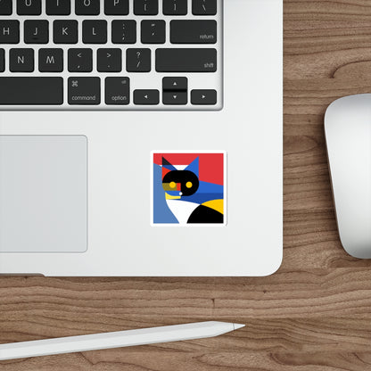 Meowhaus #2 Cat Sticker, Mondrian Inspired Die-Cut, Abstract Art Decal, Modern Minimalist Laptop Decal, Artsy Vinyl Sticker
