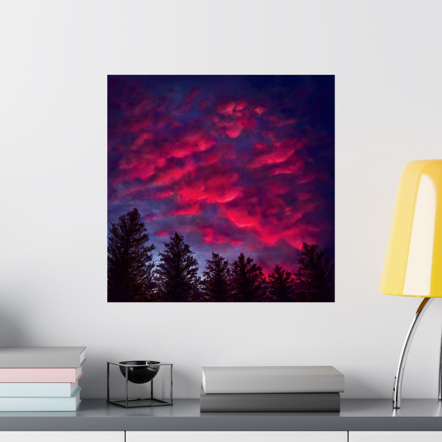 Fuchsia Sunset Poster - Vibrant Landscape Wall Art Print - Original Art