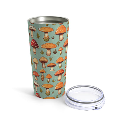 Cute Magic Mushrooms Tumbler 20oz Cup - Kawaii Cartoon Pattern Plant Drinkware